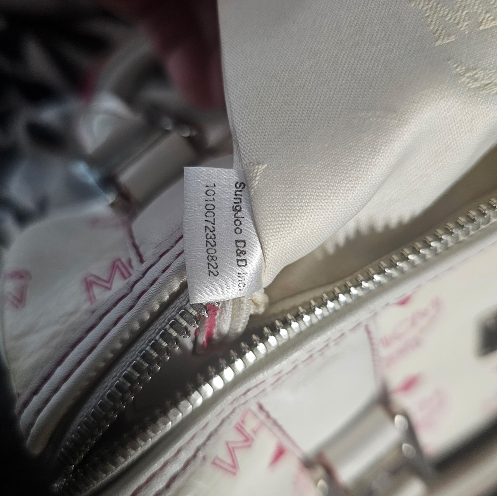 MCM Visetos Boston Bag Mini - White with Pink - Picture 13 of 13